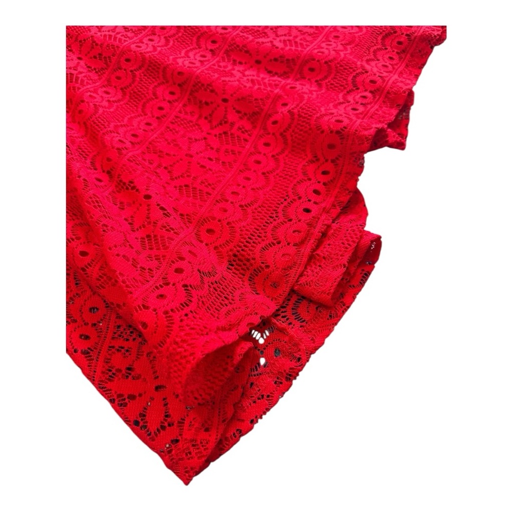 Red Lace Dress A-Line Medium Sleeveless Lily Morgan Holiday Christmas Dress Sexy - Picture 6 of 9